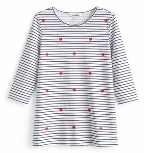 ❤️ Valentine❣️Women’s Top, size L, Hearts & Stripes Long Sleeve NWT